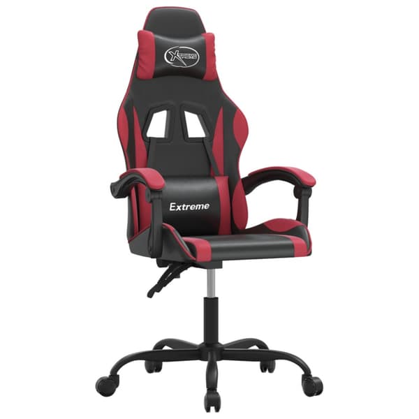 Gamingstol svart och vinröd konstläder