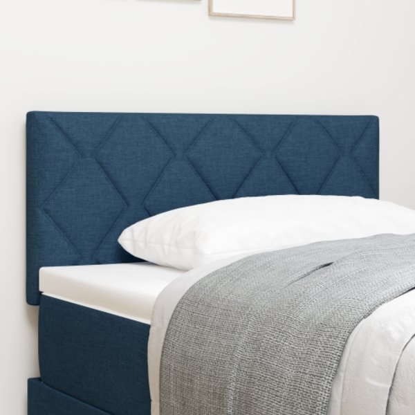 Blå LED Sänggavel med Diamantblock Design, 100 cm Tyg