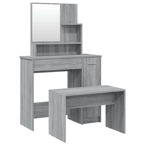 Sminkbord set grå sonoma 86,5x35x136 cm