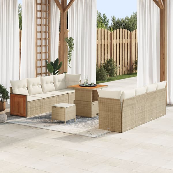 Trädgårdsoffset 12 pcs Beige och gräddfärgad konstrotting