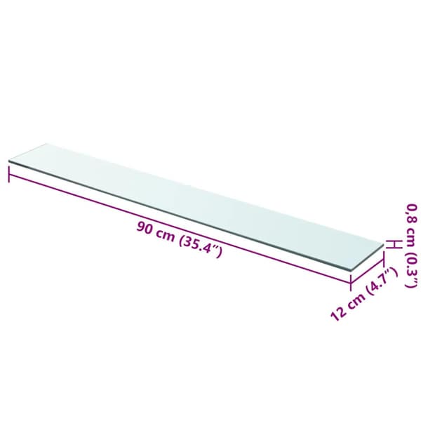 Hyllplan glas genomskinlig 90x12 cm