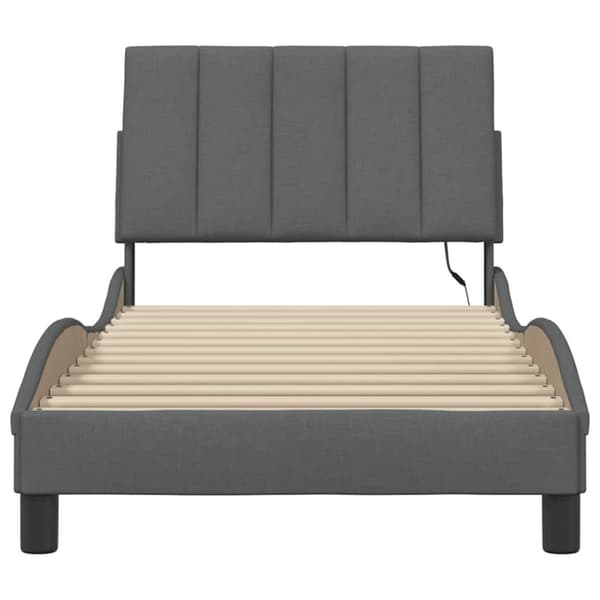 Bed Frame without Mattress "Hanko" Dark Grey 90x190cm Fabric