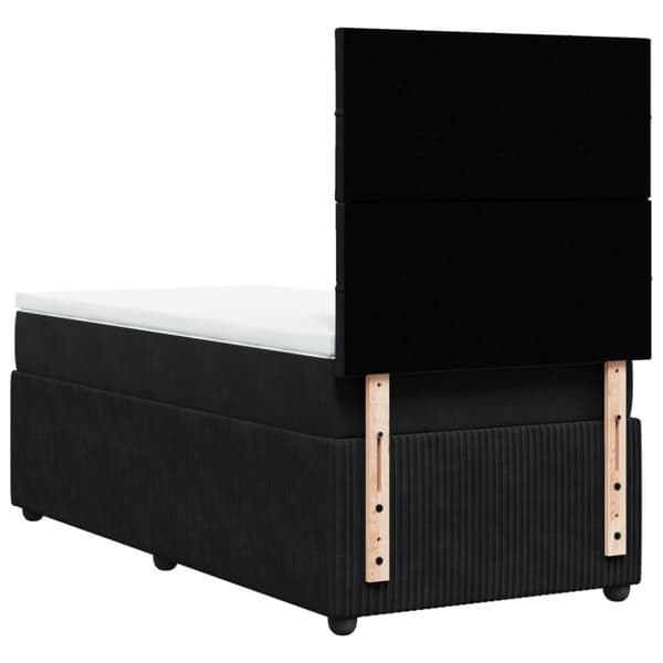 Ramsäng med madrass svart 100x200 cm sammet