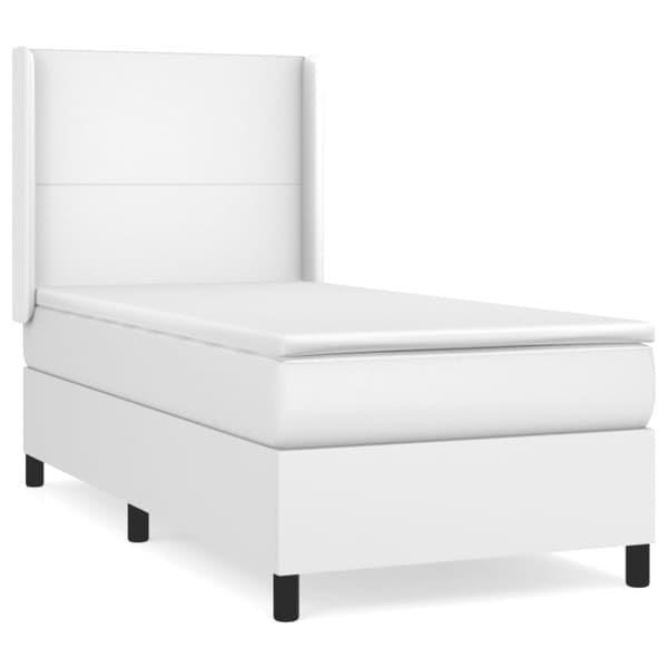Ramsäng med madrass vit 100x200 cm konstläder
