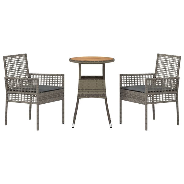 Trädgårdsmöbelset 3 pcs Grå konstrotting