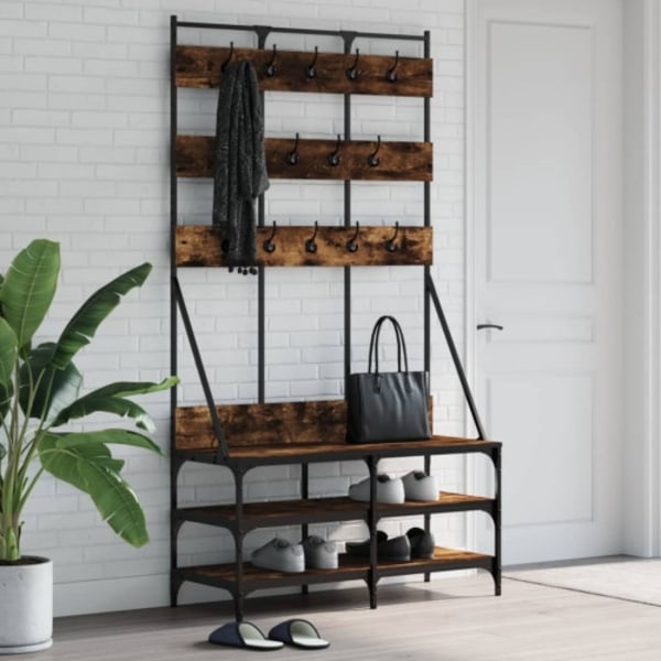 Klädställning med skoförvaring rökfärgad ek 100x40x184 cm