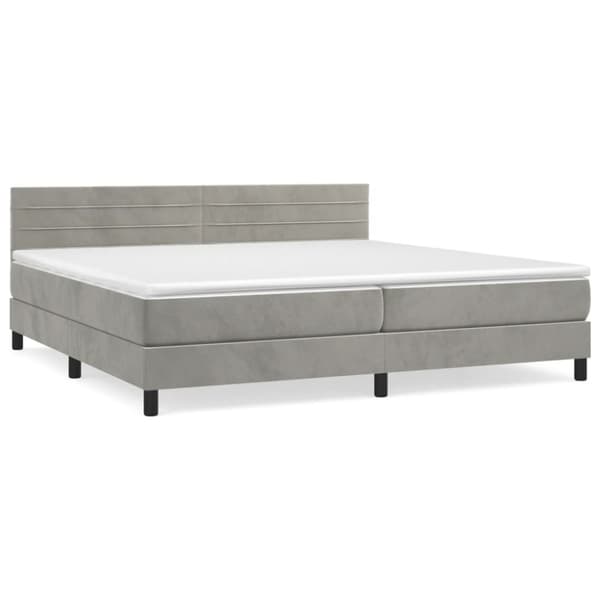 Ramsäng med madrass ljusgrå 200x200 cm sammet