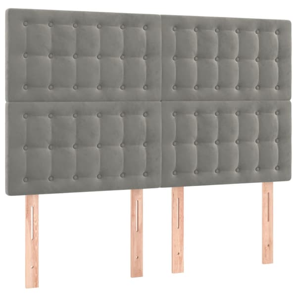 Sänggavel ljusgrå 144x5x118/128 cm sammet