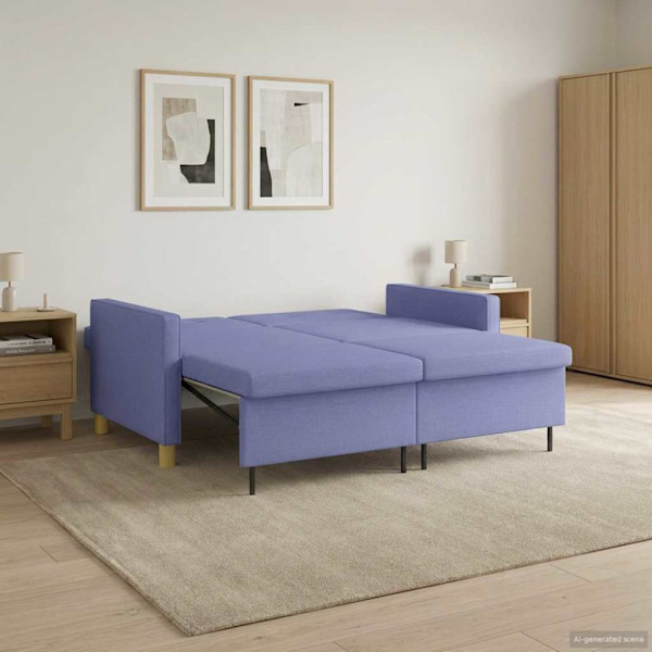 Pull Out Sofa Bed Jeansblå Tyg