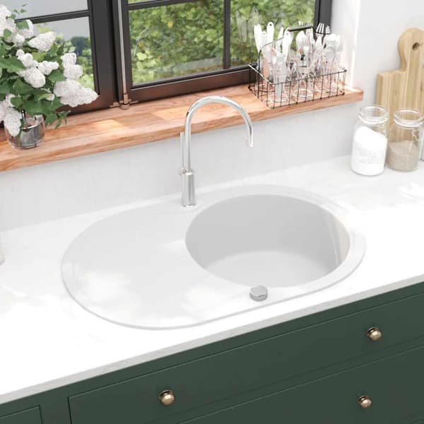 Diskho granit enkel oval vit