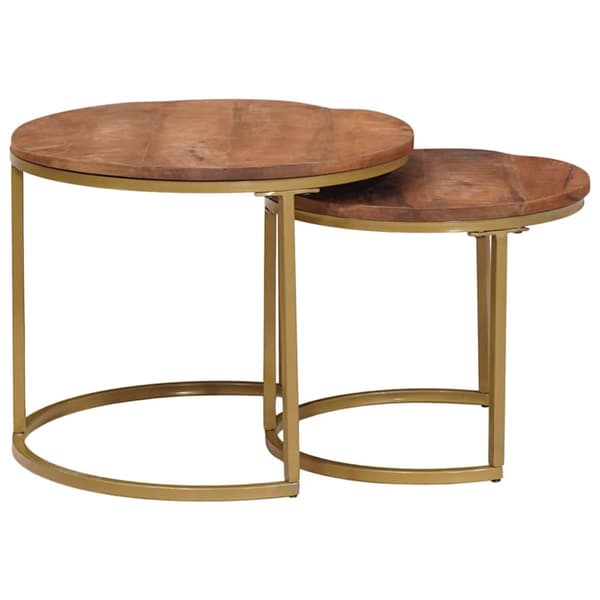 Nesting Kaffe Bord 2 pcs Honung brun Massivt Mangoträ och stål