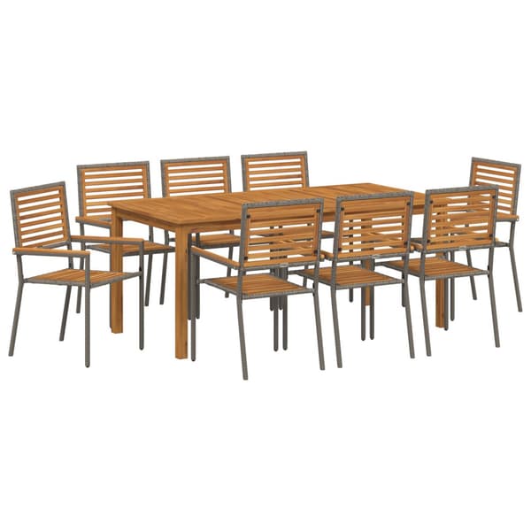 Trädgårdsmöbelset 9 pcs Grå Massivt Akaciaträ
