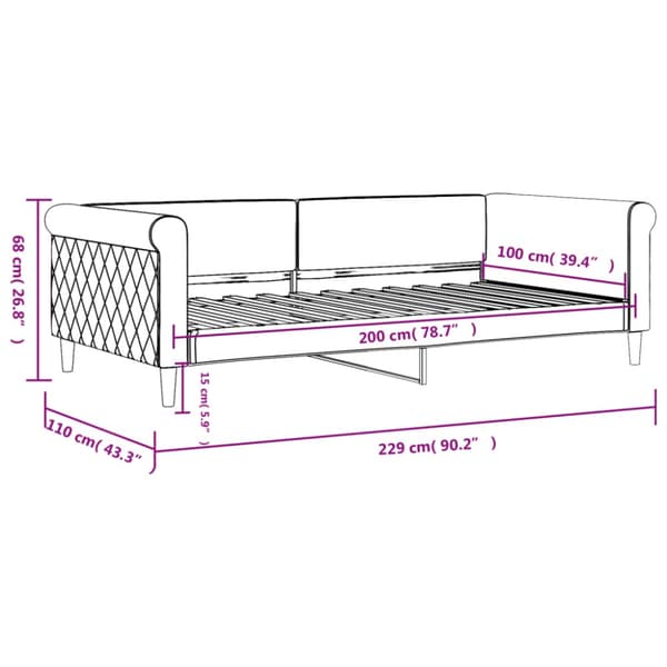 Dagbädd mörkgrå 100x200 cm sammet