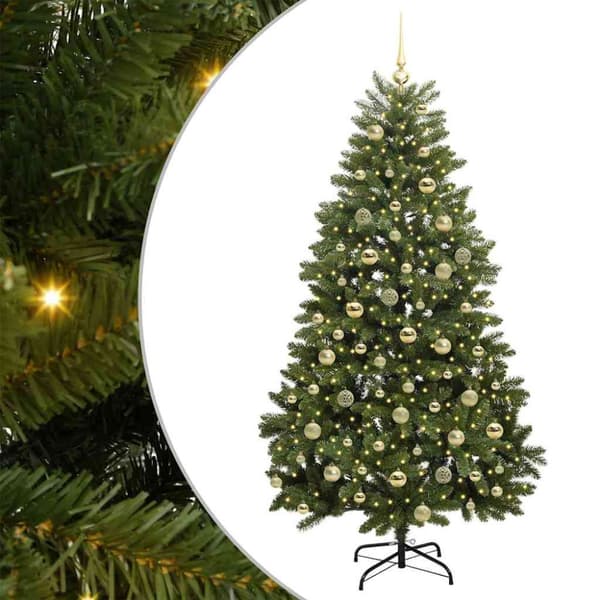 Plast Hingad Julgran 180 cm 300 LED-lampor Varmvit PVC Grön