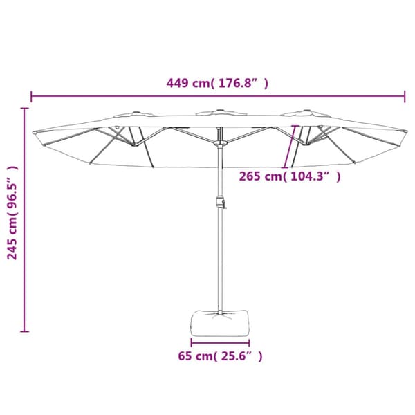 Parasoll dubbelt sandvit 449x265 cm