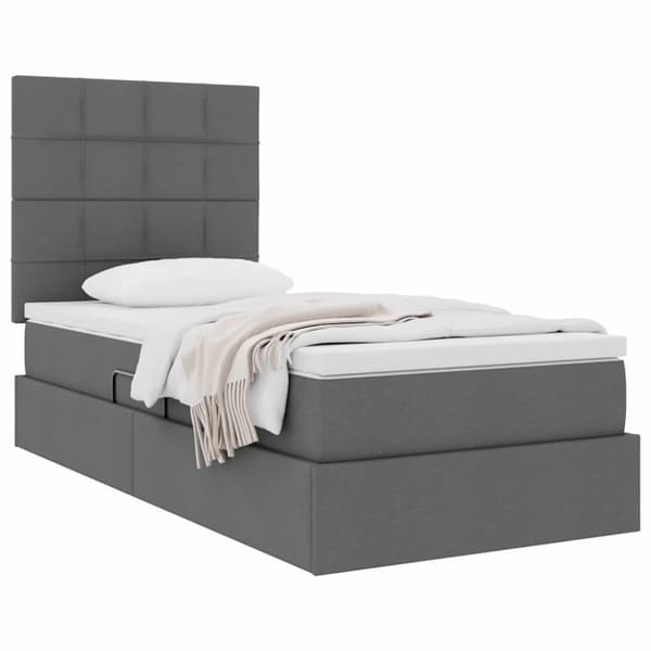 Förvaringssäng med madrass Mörkgrå 100 x 200 cm Polyester