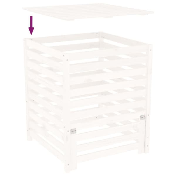 Kompostlåda vit 82,5x82,5x99,5 cm massiv furu