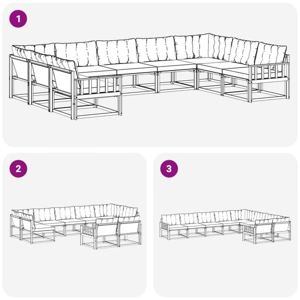 Utomhussoffset med kudde 9 pcs Vit och Beige