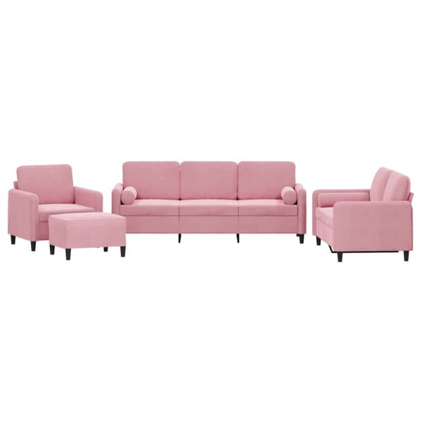 Soffgrupp med dynor 4 delar rosa sammet