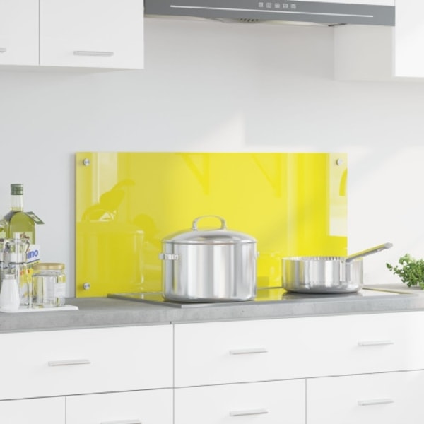 Kök Backsplash Gul 90x40x0.6 cm Härdat Glas