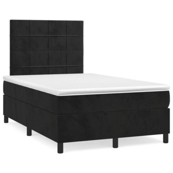 Ramsäng med madrass & LED svart 120x190 cm sammet