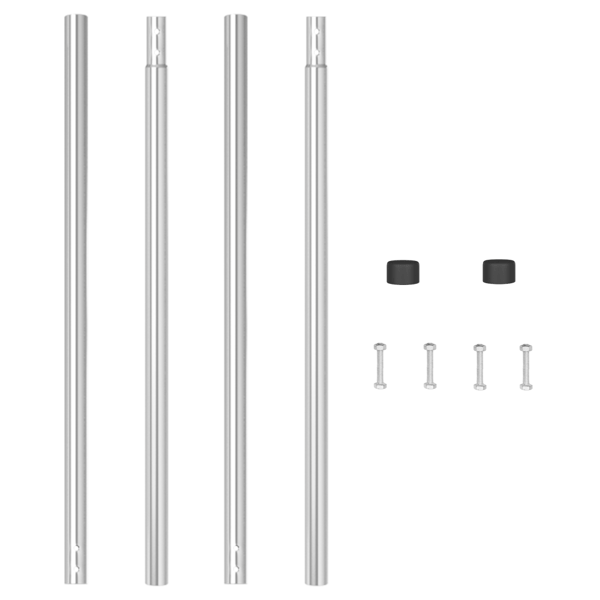 Stängselstolpe 2 pcs Silver Pulverlackerad stål