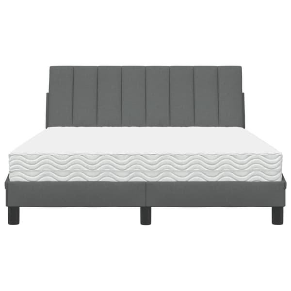 Bed with Mattress "Hanko" Dark Grey 140x190 cm Fabric