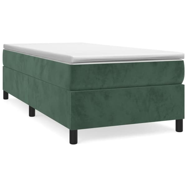 Ramsäng med madrass mörkgrön 90x190 cm sammet