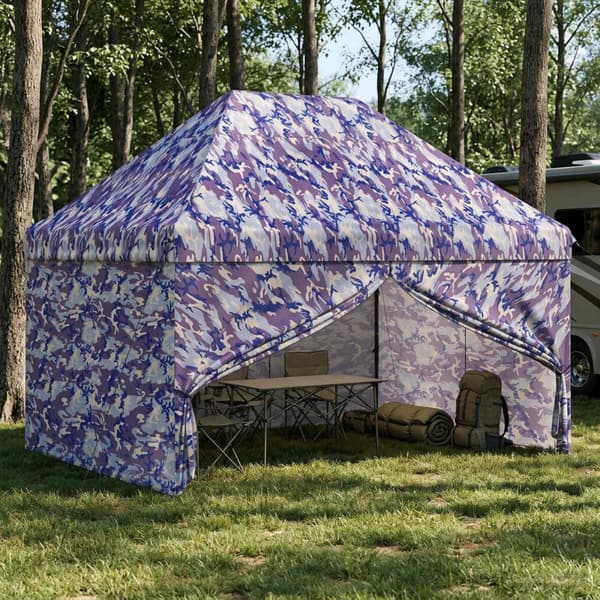 Pop-up Gazebo med 4 Sidoväggar 2,9 x 4,3 m Blå Kamouflage