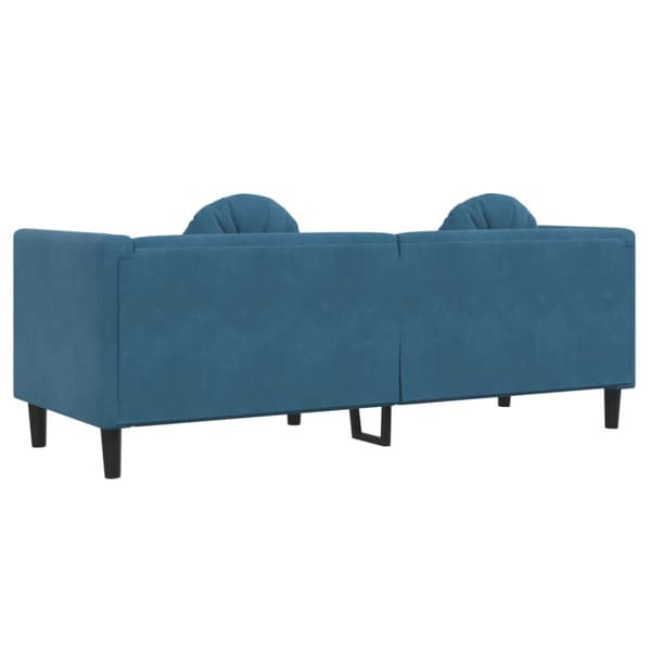 Soffa med kuddar 3-sits blå sammet