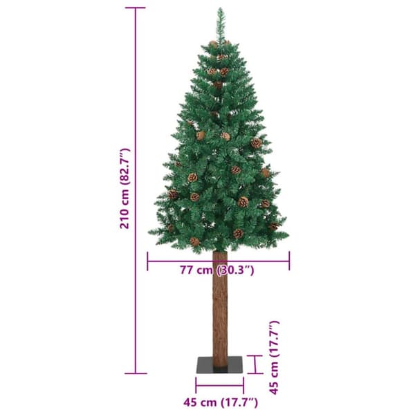 Smal julgran Grön 210 cm PVC och solid furu