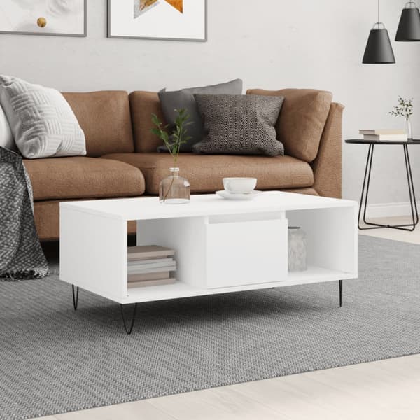Soffbord vit 90x50x36,5 cm konstruerat trä