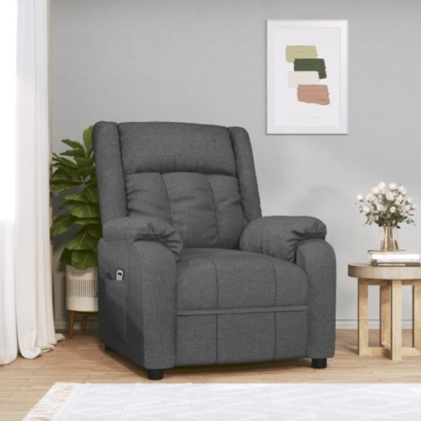 Elektrisk reclinerfåtölj mörkgrå tyg