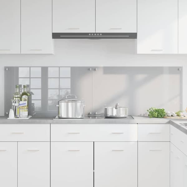 Köksskydd 2 pcs Ljusgrå 90 x 50 cm härdat glas