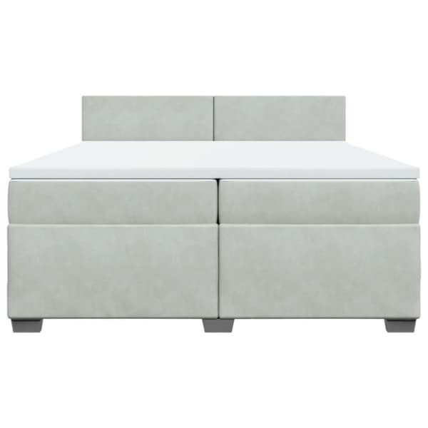 Ramsäng med madrass ljusgrå 200x200 cm sammet