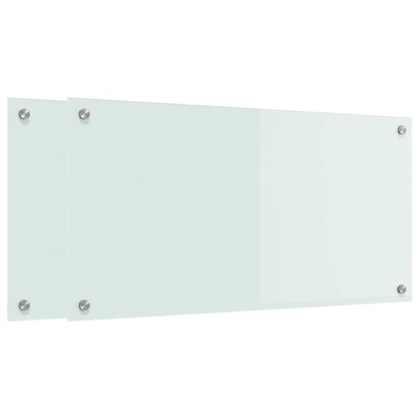 Köksskydd 2 st Vit 80 x 40 cm härdat glas