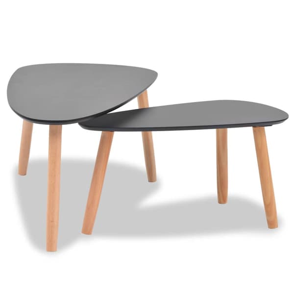 Soffbord 2 st massiv furu svart
