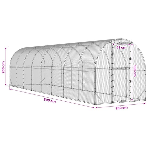 Hönsgård Silver 800 x 200 x 200 cm Galvaniserat stål