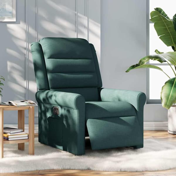 Elektrisk reclinerfåtölj mörkgrön tyg