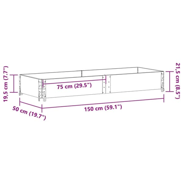 Odlingslåda grå 150x50 cm massivt furuträ