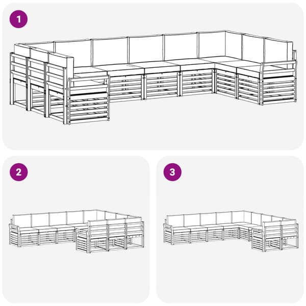 Utomhussoffset 10 pcs Vit och grädde 363 x 190 x 73 cm