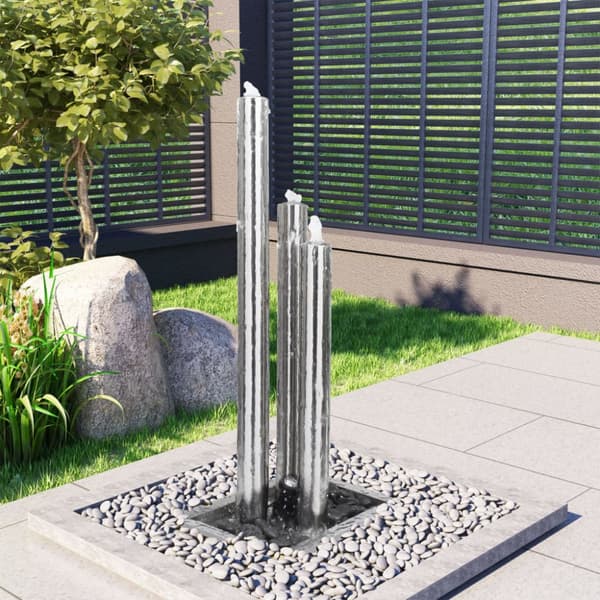 Trädgårdsfontän silver 48x34x123 cm rostfritt stål