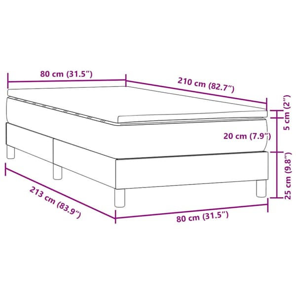 Ramsäng med madrass ljusgrå 80x210 cm sammet