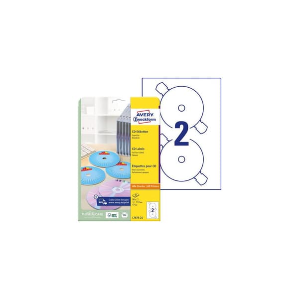 Etikett AVERY CD laser/inkjet 50/fp