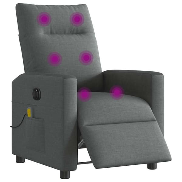 Elektrisk massagefåtölj mörkgrå tyg