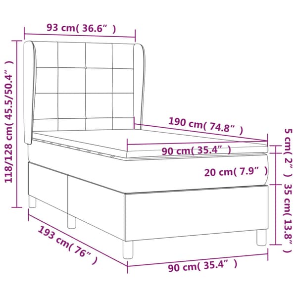 Ramsäng med madrass blå 90x190 cm tyg