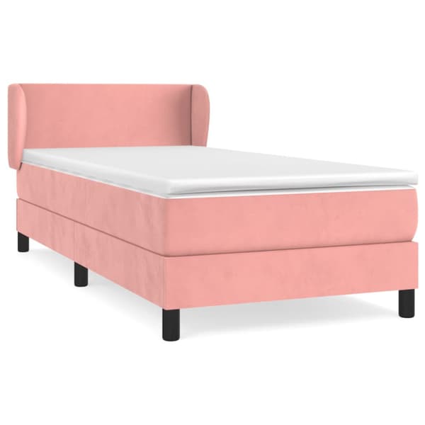 Ramsäng med madrass rosa 90x200 cm sammet
