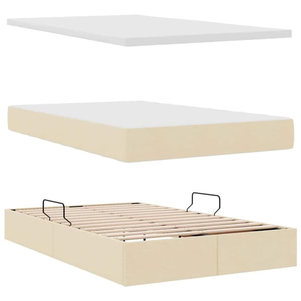 Förvaringssäng med madrass Kräm 120 x 200 cm Polyester