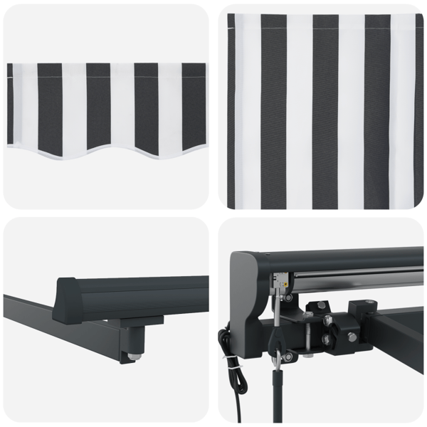 Markisram Antracit och vitt 500 × 300 cm