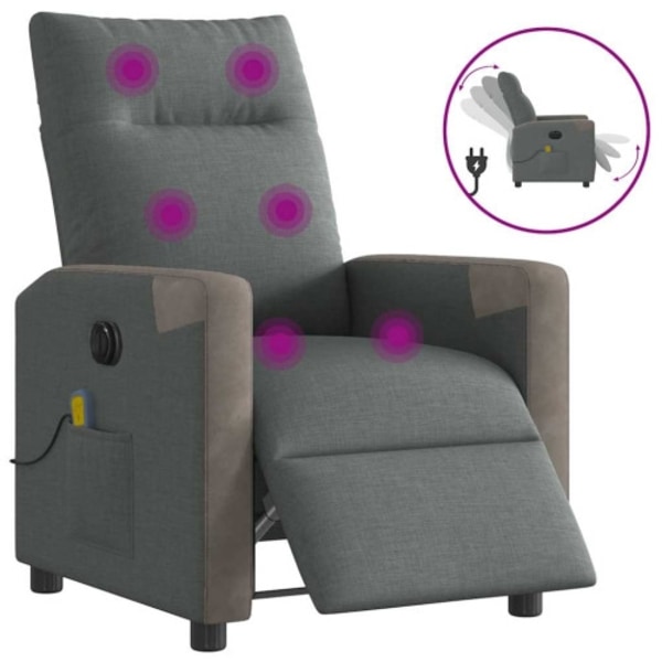 Elektrisk massagefåtölj mörkgrå tyg